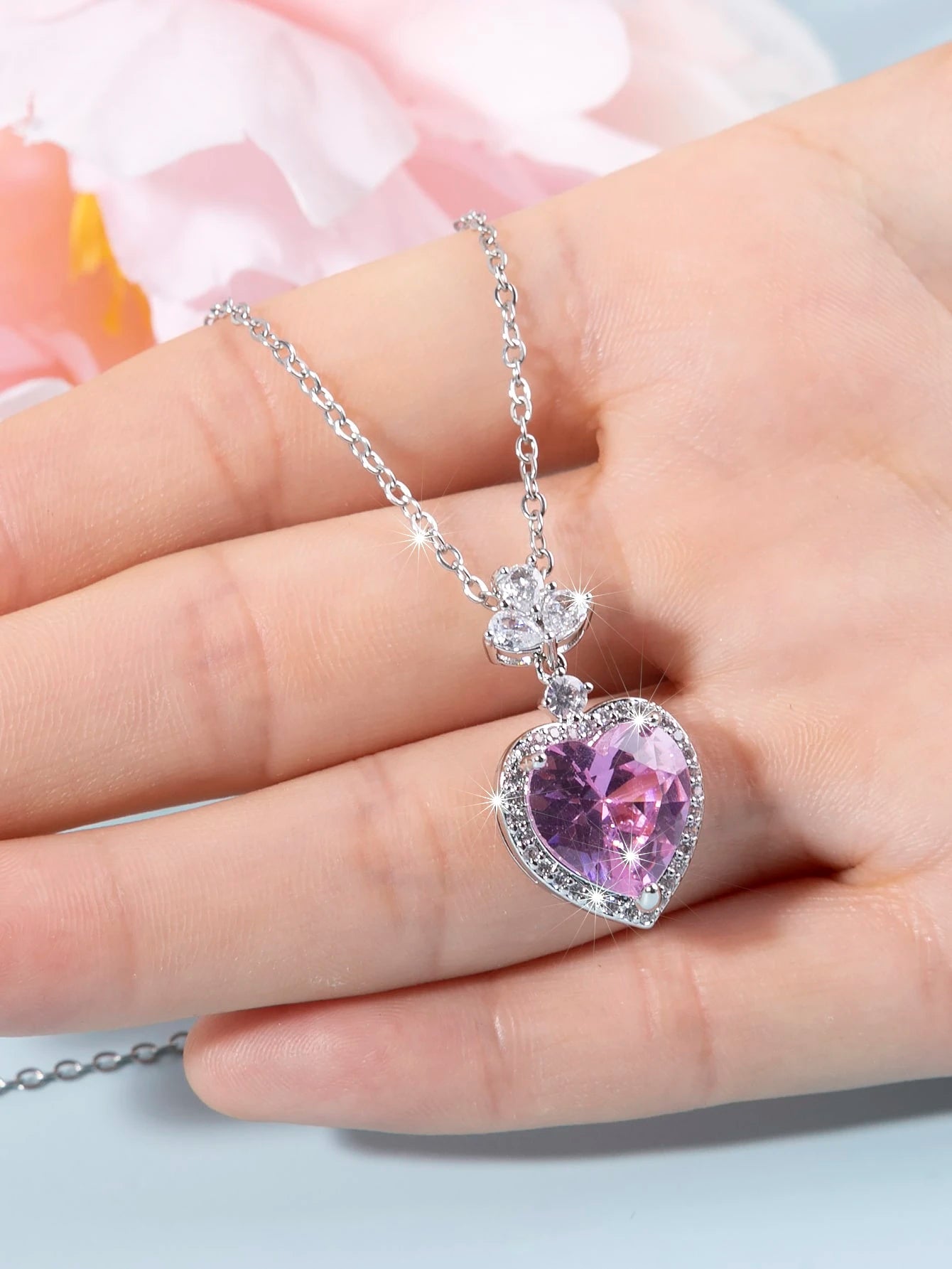 1Pc Luxury Geometric Hearth Necklace for Women Wedding Engagement Party Jewelry