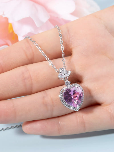 1Pc Luxury Geometric Hearth Necklace for Women Wedding Engagement Party Jewelry
