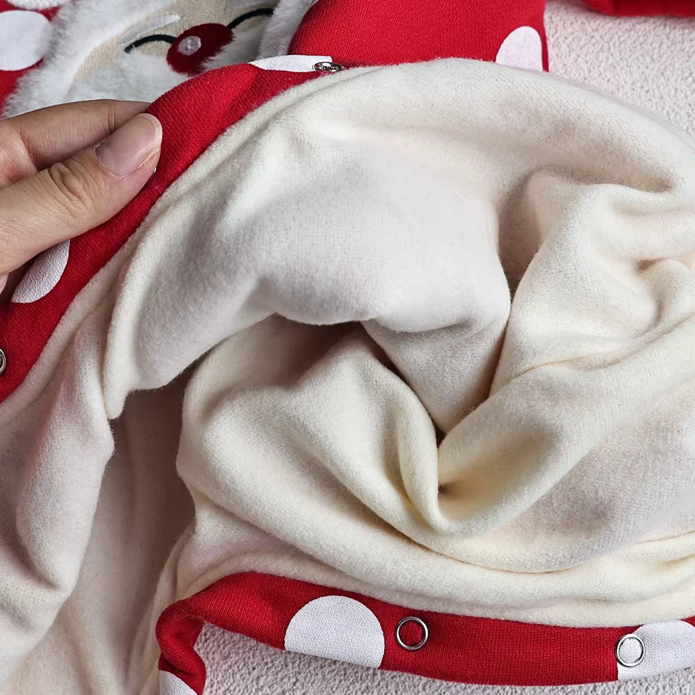 Christmas Baby Clothes Santa Claus Rompers Warm Fur Lining Infant Jumpsuit Boys Outerwear