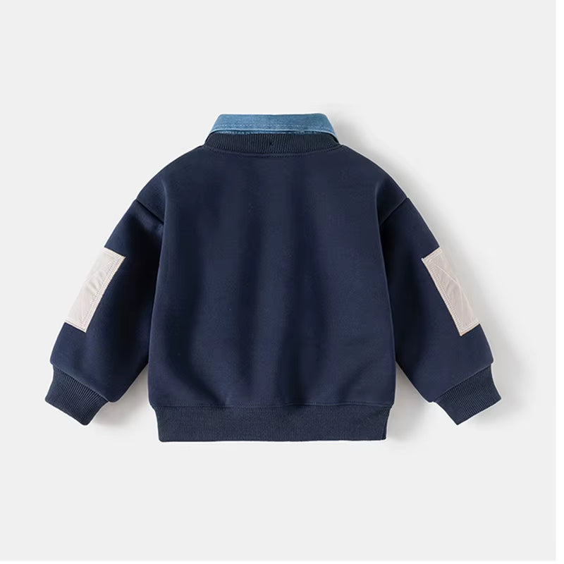 New Winter Kids Hoodie 2-7T Cute Patchwork Thicken Girls Sweatshirt Korean Version Loose Children Clothes Tops