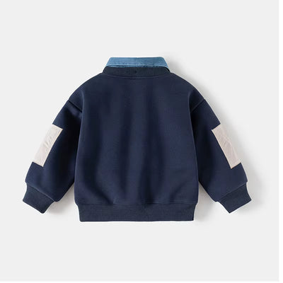 New Winter Kids Hoodie 2-7T Cute Patchwork Thicken Girls Sweatshirt Korean Version Loose Children Clothes Tops