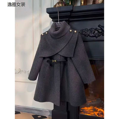 Autumn Winter 3-13 Baby Girls Cape+Coat Set Thicken Plush Warm Teen Kids Overcoat Meisje Outerwear Child Clothes Outerwear Belt