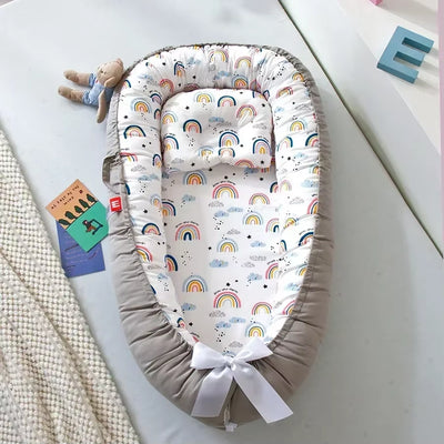 Travel Bed Infant Toddler Cotton Cradle for Newborn Baby Bed Bassinet Bumper New 85*50Cm Baby Nest Bed with Pillow Portable Crib