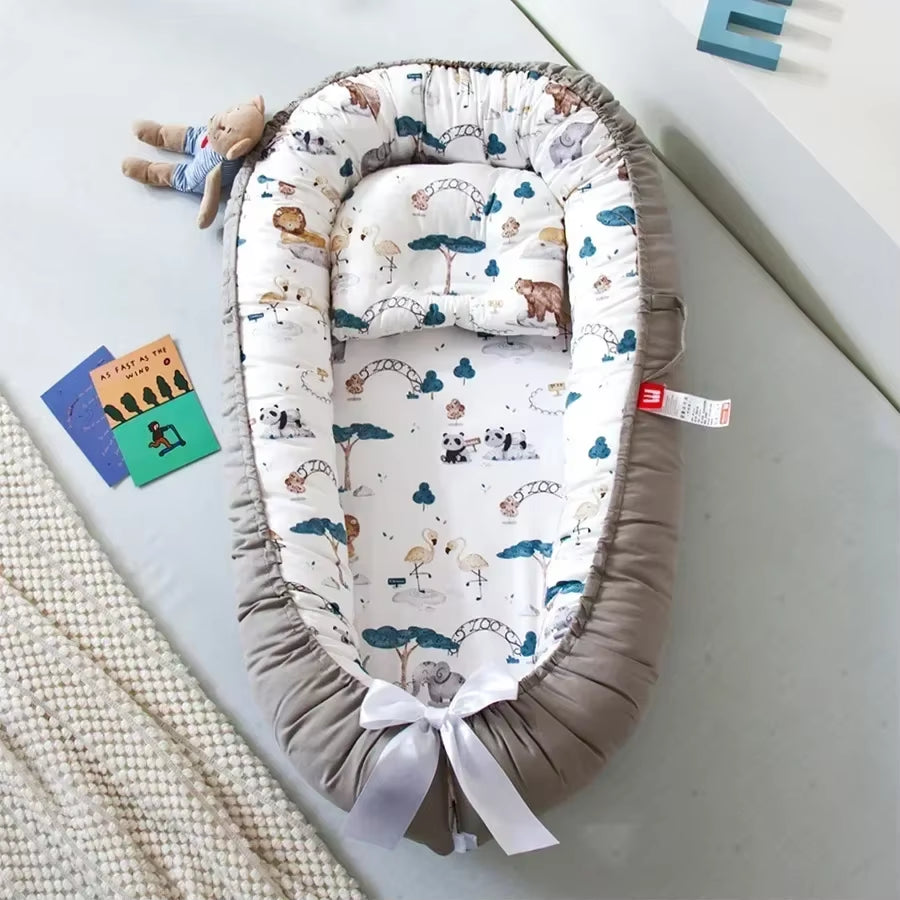 Travel Bed Infant Toddler Cotton Cradle for Newborn Baby Bed Bassinet Bumper New 85*50Cm Baby Nest Bed with Pillow Portable Crib
