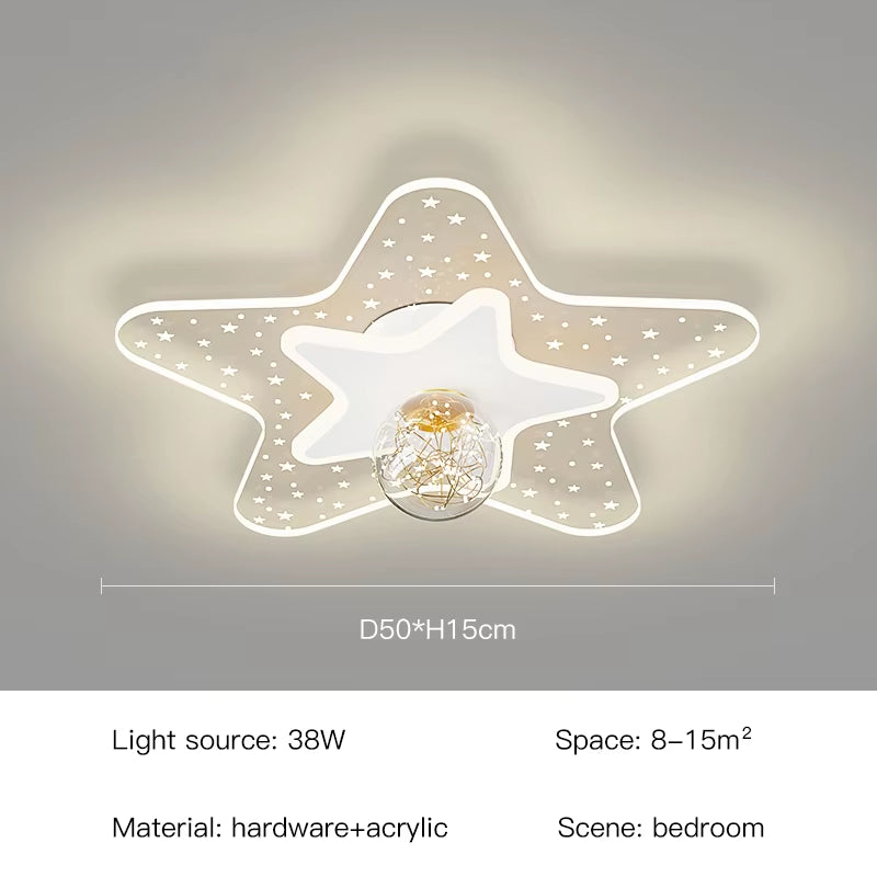 Modern LED Ceiling Lamp Nordic Creative Cartoon Starry Sky Children'S Room Chandelier Applicable to Bedroom and Study Lamps 2023