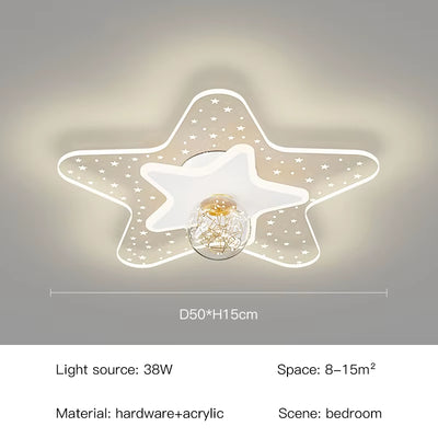 Modern LED Ceiling Lamp Nordic Creative Cartoon Starry Sky Children'S Room Chandelier Applicable to Bedroom and Study Lamps 2023