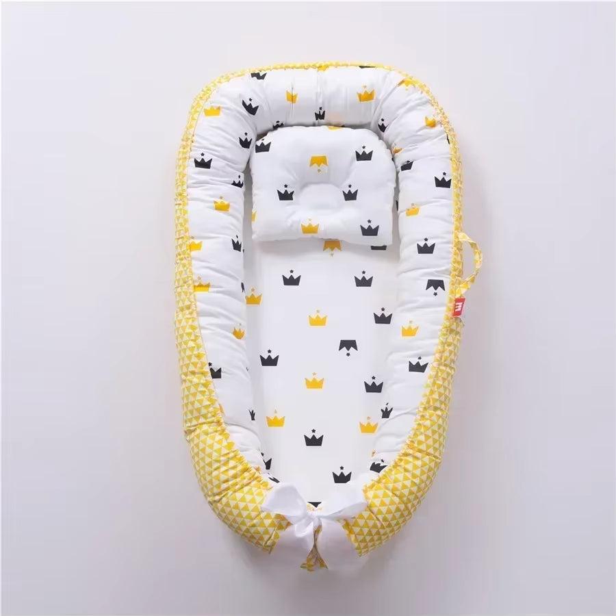 Travel Bed Infant Toddler Cotton Cradle for Newborn Baby Bed Bassinet Bumper New 85*50Cm Baby Nest Bed with Pillow Portable Crib