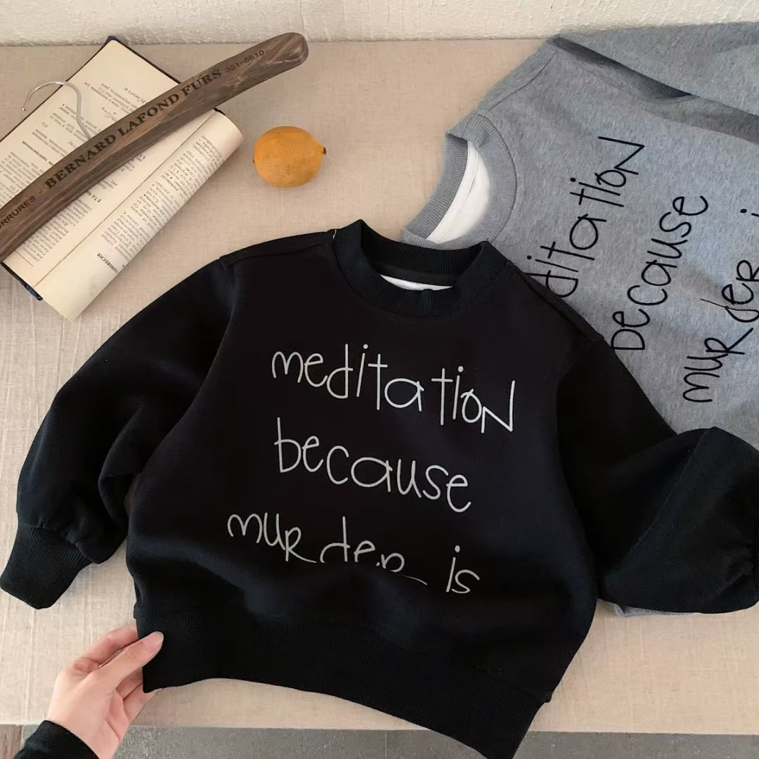 2025 Autumn New Children Letter Print Sweatshirt Boys Girls Long Sleeve Casual Pullover Baby Loose Tops Kids Fashion Clothes