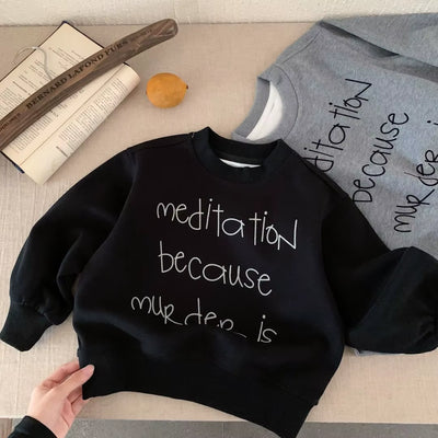 2025 Autumn New Children Letter Print Sweatshirt Boys Girls Long Sleeve Casual Pullover Baby Loose Tops Kids Fashion Clothes