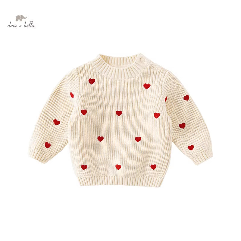 Dave Bella 2025 New Autumn Winter Girls Baby Children Tops Knitted Sweater Pullover Fashion Casual Sweet Cute Party DB4237587