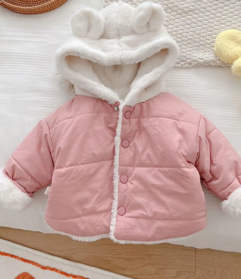 MILANCE Winter Baby Girls Clothes Fur Lining Hoodie Jacket Cotton Fleece Boys Coat