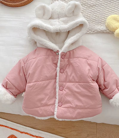 MILANCE Winter Baby Girls Clothes Fur Lining Hoodie Jacket Cotton Fleece Boys Coat