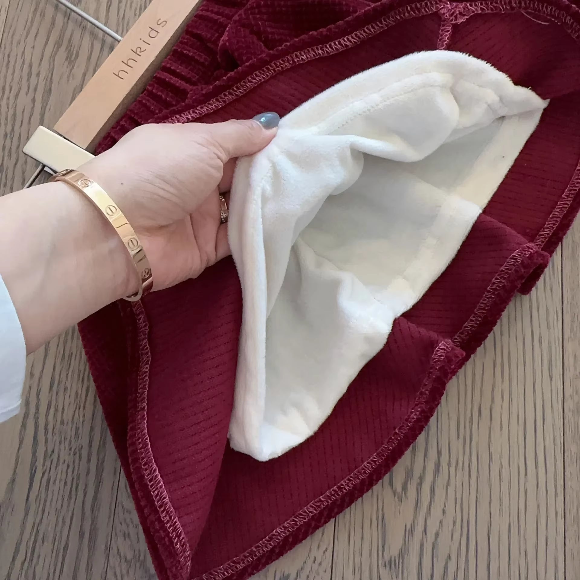 Girls Set Red New Year Dress Set New Baby Cotton Clip Thickened Women Treasure Coat Top Autumn/Winter Plush Skirt Two Piece Set