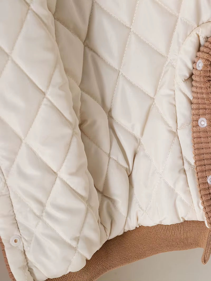 New Winter Baby Rompers 0-15M Cartoon Bear Thicken Infant Girls Jumpsuit Korean Loose Toddler Fleece Padded Clothes