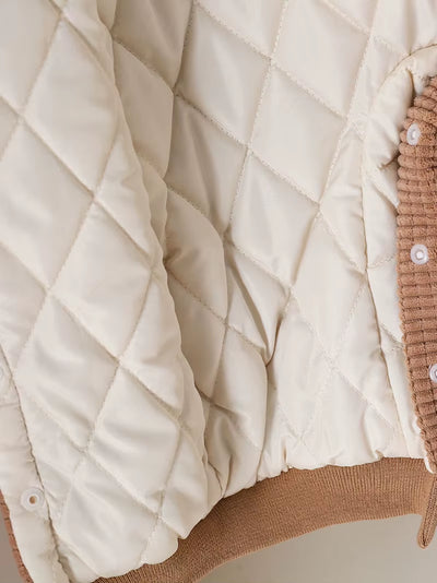 New Winter Baby Rompers 0-15M Cartoon Bear Thicken Infant Girls Jumpsuit Korean Loose Toddler Fleece Padded Clothes