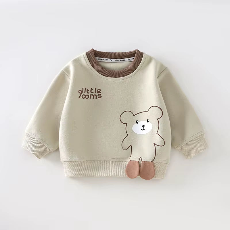 New Autumn Baby Hoodie 9M-4T Cute Leisure Kids Bear Pullover Korean Version Loose Girls Sweatshirt Children Clothes