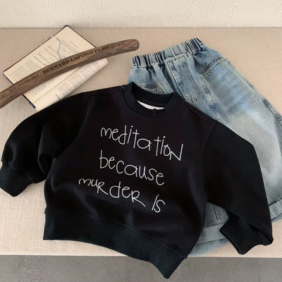 2025 Autumn New Children Letter Print Sweatshirt Boys Girls Long Sleeve Casual Pullover Baby Loose Tops Kids Fashion Clothes