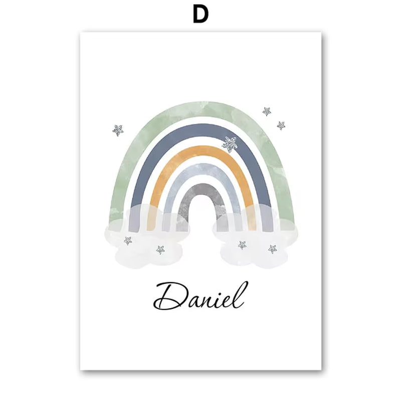 Sun Rainbow Moon Stars Planet Rocket Cartoon Explore Wall Art Canvas Painting Posters and Prints Pictures Baby Kids Room Decor