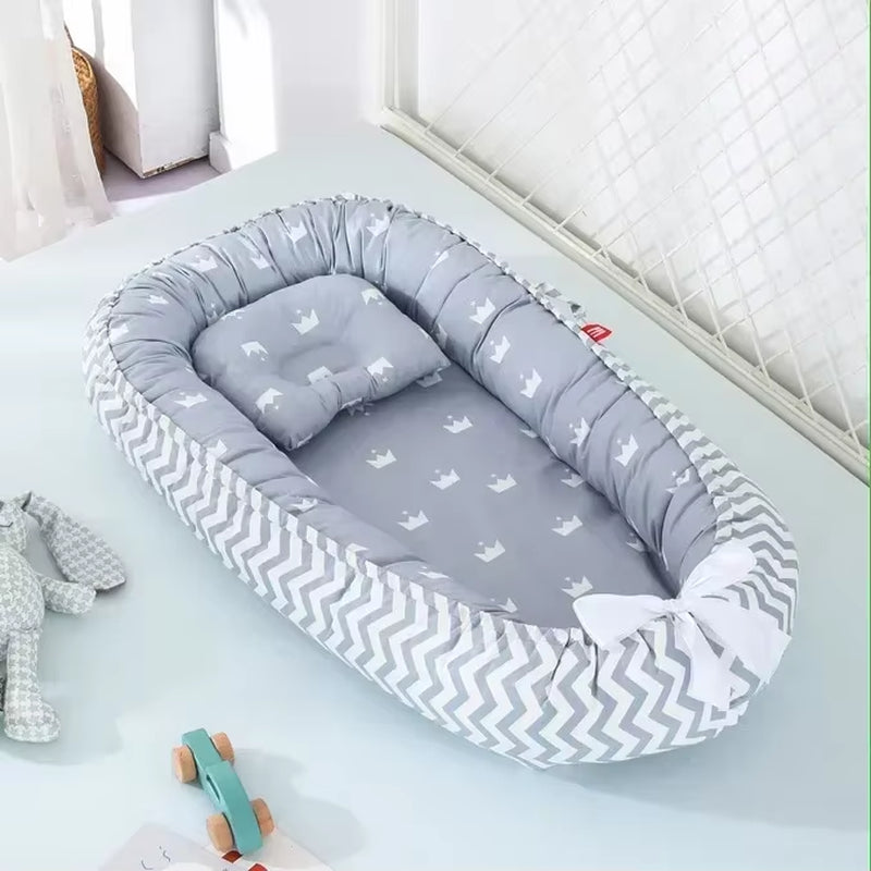 Travel Bed Infant Toddler Cotton Cradle for Newborn Baby Bed Bassinet Bumper New 85*50Cm Baby Nest Bed with Pillow Portable Crib
