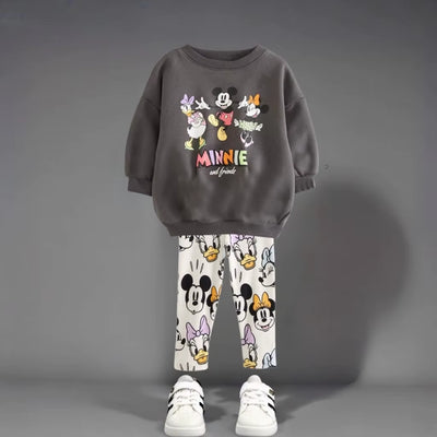 Autumn New Children Clothes Long Sleeve Suit Printed Cartoon Minnie Baby Girls Casual Tracksuits Kids Hoodie + Leggings 2Pc/Set