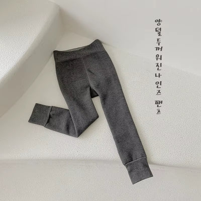 Kids Pants Solid Girls Tights Fur Lining Pantyhose High Elastic Girl Skinny Leggings for 3-12Y