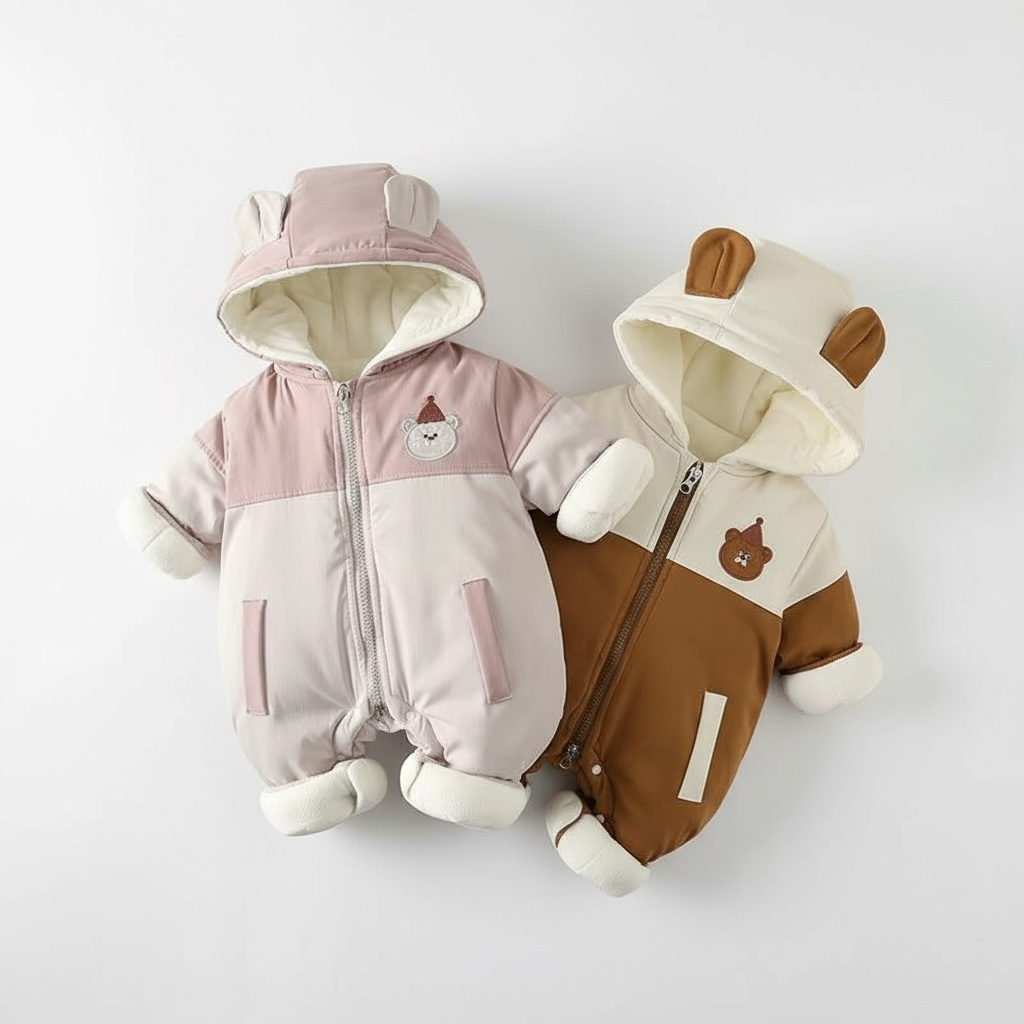 Cozy Tiger Hooded Romper – Warm Winter Baby Jumpsuit