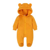 Solid Color Newborn Baby Boy Clothes Long Sleeve Hooded Zipper Baby Clothes Girls Footies Winter Warm Infant Clothing 3-24Months