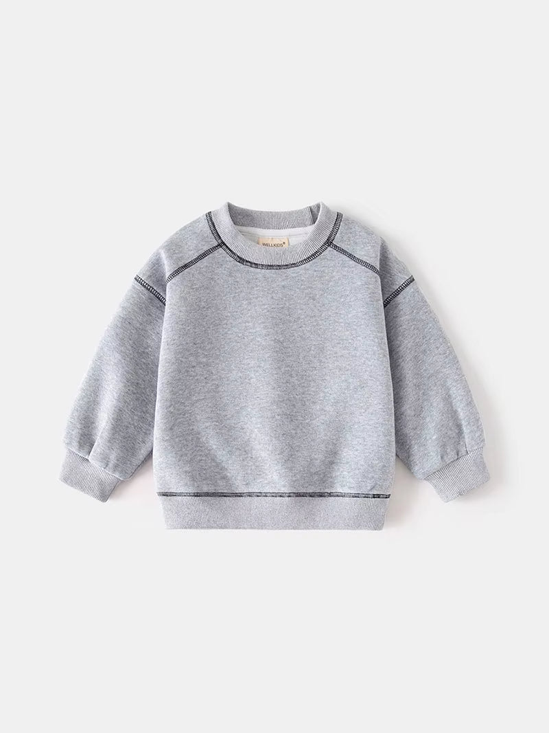 New Spring Kids Hoodie 2-6T Girls Cute Contrast Color Pullover Thin Style Children Loose Boys Sweatshirt