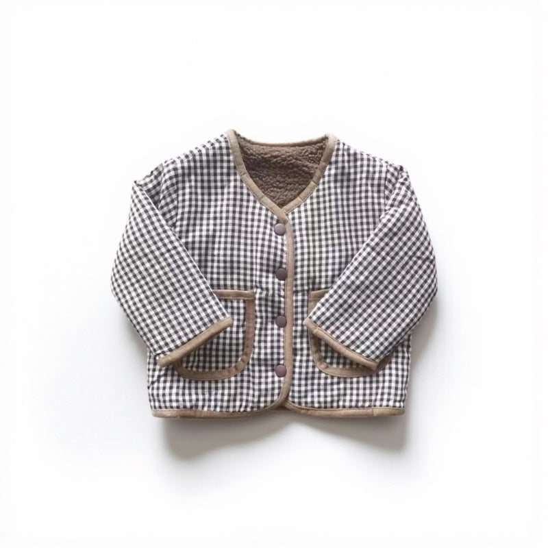 CozyFlip Kids: Reversible Plaid Plush Jacket
