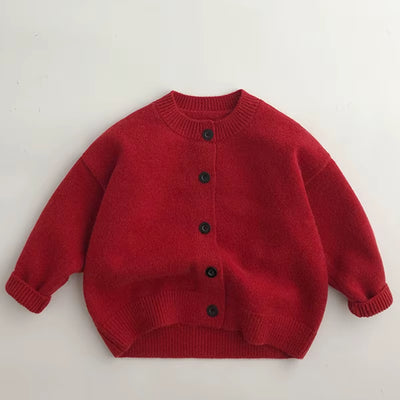 Christmas Girls Cardigan Autumn Winter Contrasting Jacket Kids Knitted Children Sweater Thickened Tops Baby Outerwear Clothes