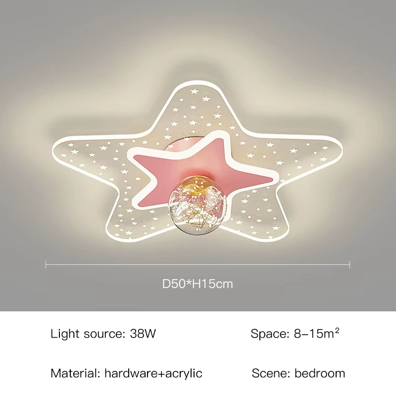 Modern LED Ceiling Lamp Nordic Creative Cartoon Starry Sky Children'S Room Chandelier Applicable to Bedroom and Study Lamps 2023
