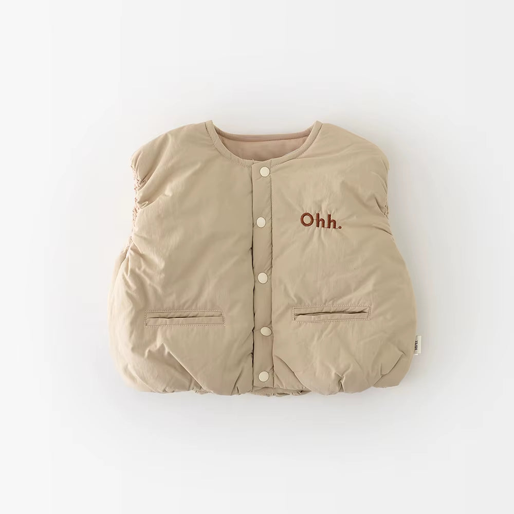 New Winter Baby Vest 6M-3T Thicken Letter Toddler Girls Waistcoat Simple Warm Infant Fleece Padded Coat