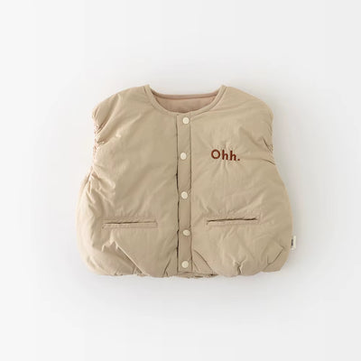 New Winter Baby Vest 6M-3T Thicken Letter Toddler Girls Waistcoat Simple Warm Infant Fleece Padded Coat