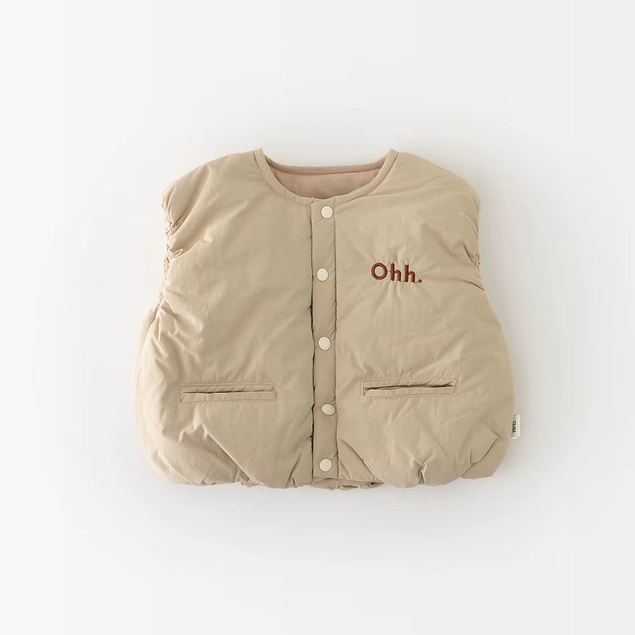 New Winter Baby Vest 6M-3T Thicken Letter Toddler Girls Waistcoat Simple Warm Infant Fleece Padded Coat