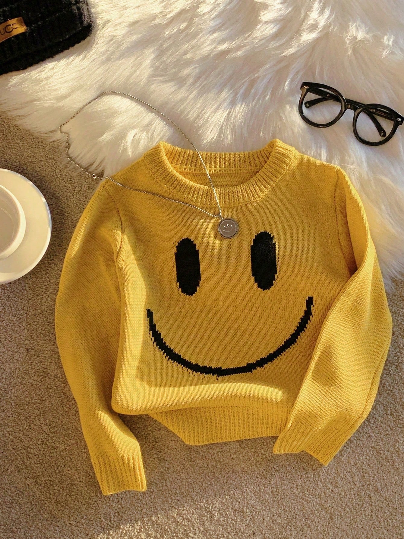 Halloween 1Pc Tween Boys Soft, Comfortable Smiling Face Knitted Crew Neck Long Sleeve Sweatshirt, Suitable for Casual Wear, Everyday, Outings, School, Gatherings, Holidays, Christmas, New Year, Spring, Summer, Autumn, Winter Yellow Kids Sweater Kids Knit Sweater Cute Sweaters for Kids Kids' Back to School Children Place Boy My First Day of School Halloween Boys Kids Boys Teen Boys First Day of School Tween Boys Mommy and Me for Kids Winter Autumn Fall