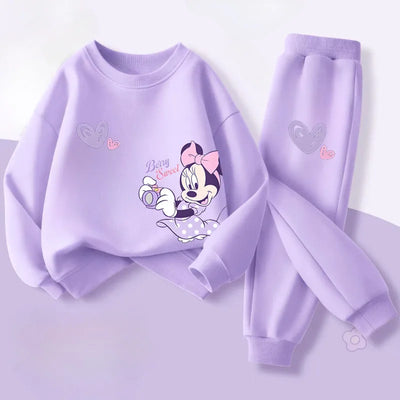 Purple Series  Print Spring New Style Children'S Clothing Sets Girls Casual Sweatsuit Kids Pullover Long Pant 2Cps Set
