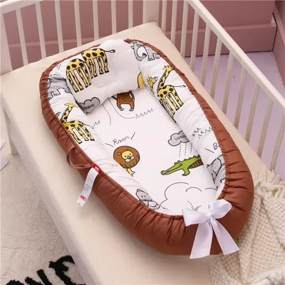 Travel Bed Infant Toddler Cotton Cradle for Newborn Baby Bed Bassinet Bumper New 85*50Cm Baby Nest Bed with Pillow Portable Crib