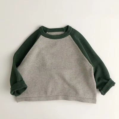 1-6Y Spring and Autumn Children'S Sweaters Boy Kintted Long Sleeve T-Shirt Girl Retro Patchwork Pullover Kid'S Clothing