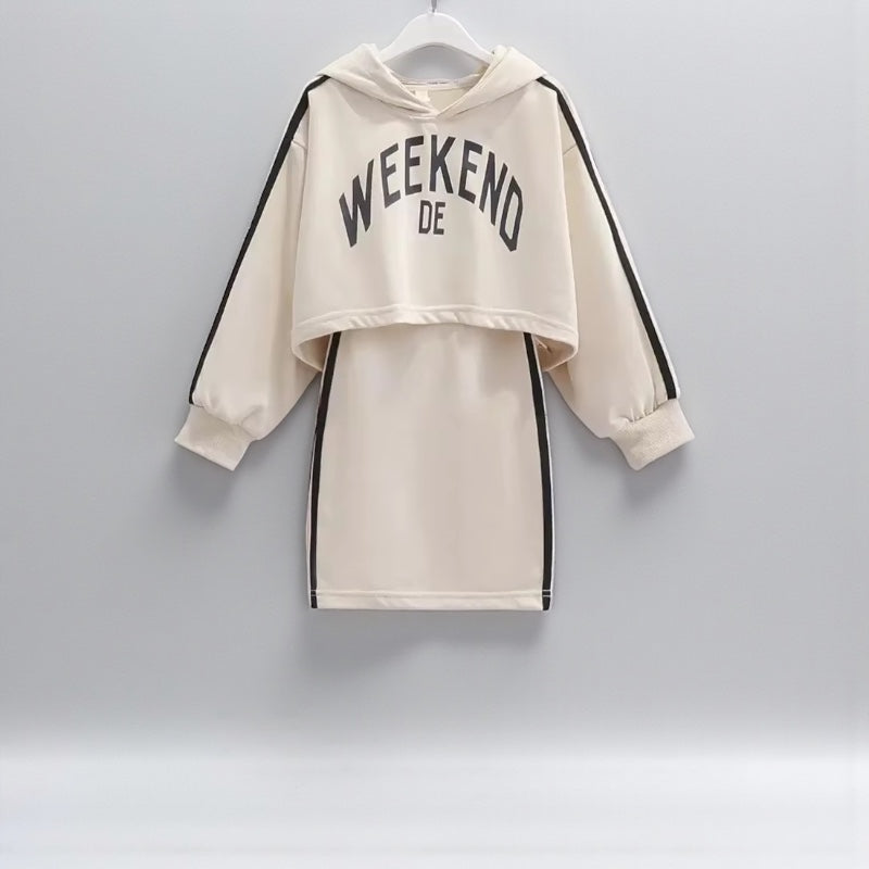 ChicKids Hooded Skirt Set: Trendy Spring/Autumn Wear