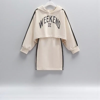 ChicKids Hooded Skirt Set: Trendy Spring/Autumn Wear