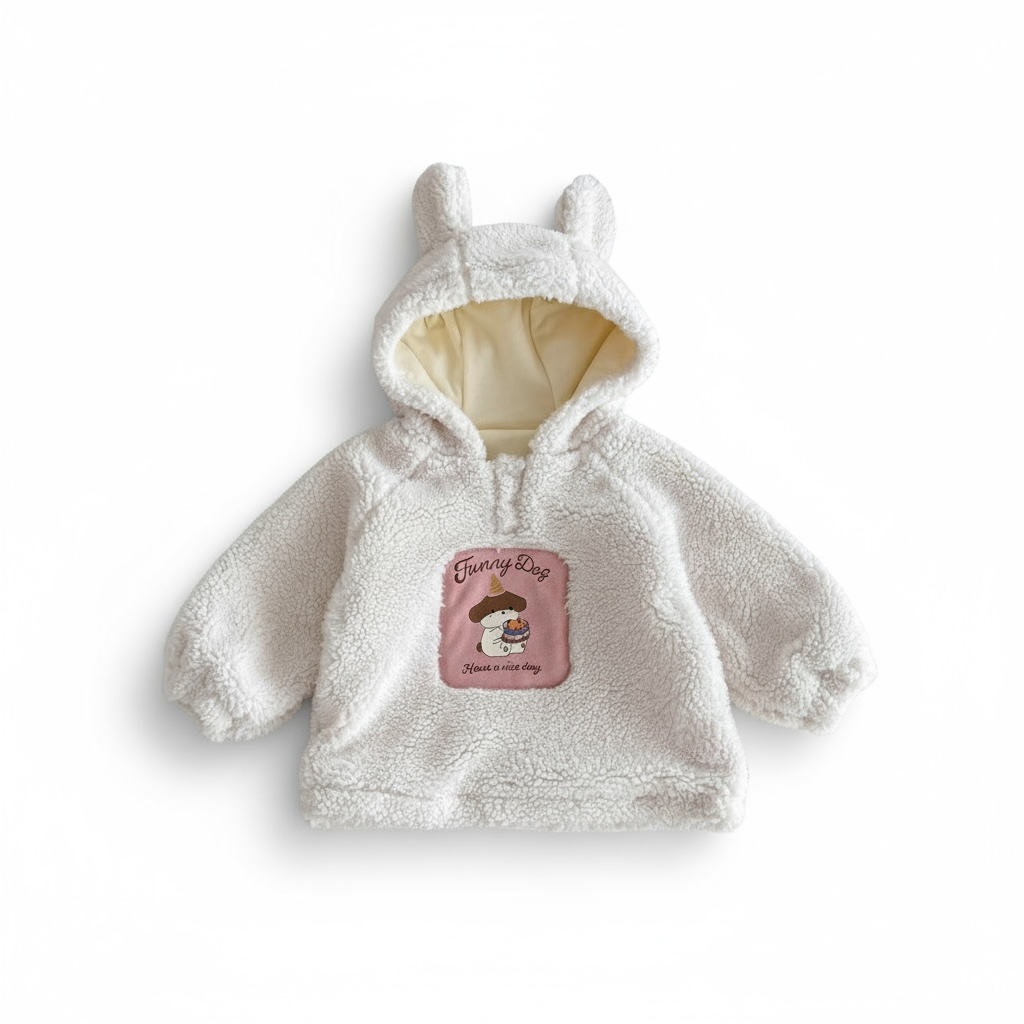 CozyBear Fur Lined Girls Winter Hoodie Sweatshirt