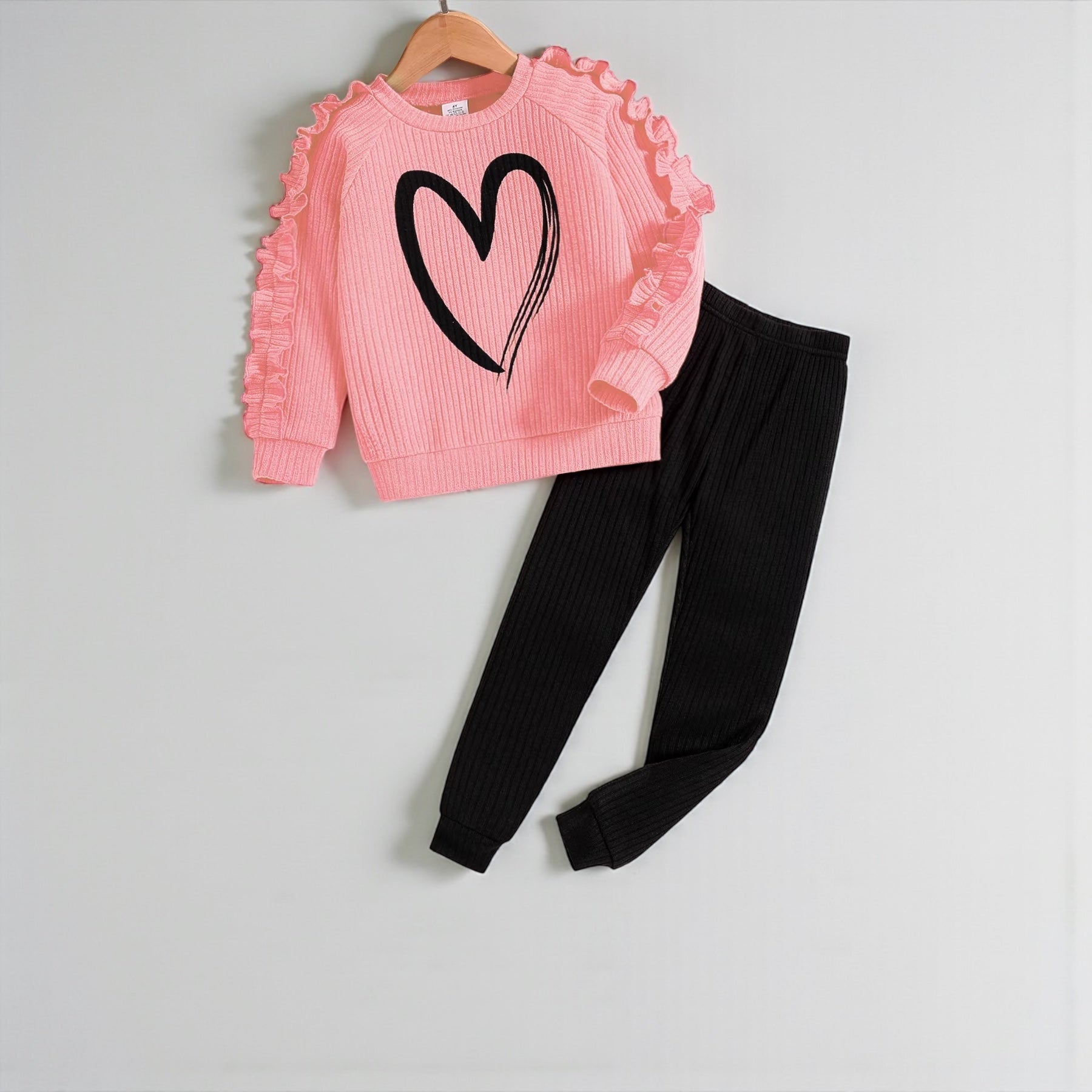 HeartJoy Girls Cartoon Sweater & Pants Set