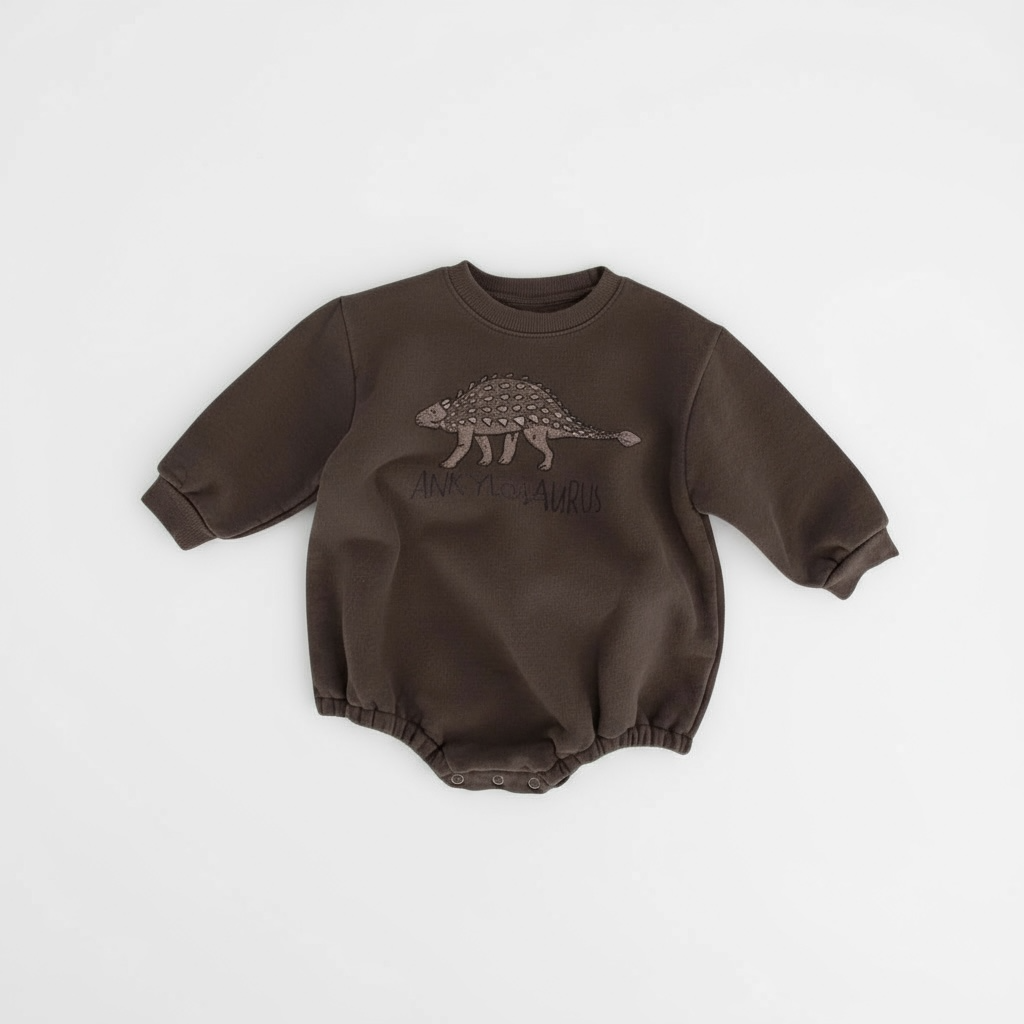 Dino Cozy Fleece Baby Bodysuit – Autumn One Piece