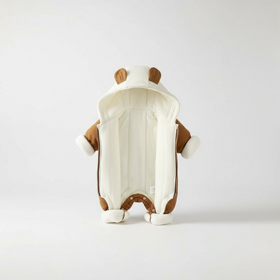 Cozy Tiger Hooded Romper – Warm Winter Baby Jumpsuit