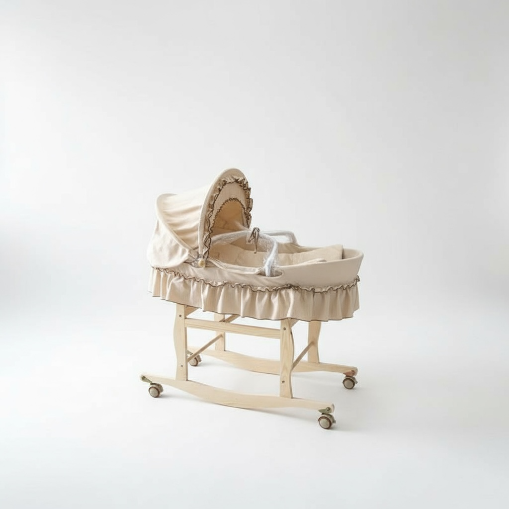 CradleWheels: Portable Solid Wood Baby Stroller Bed