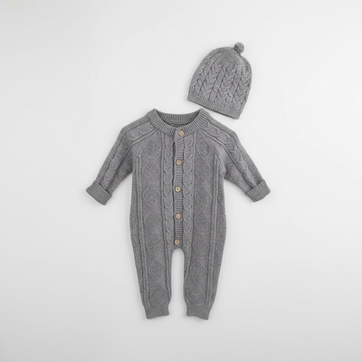 CozyKnit Autumn Jumpsuit & Hat Set for Infants