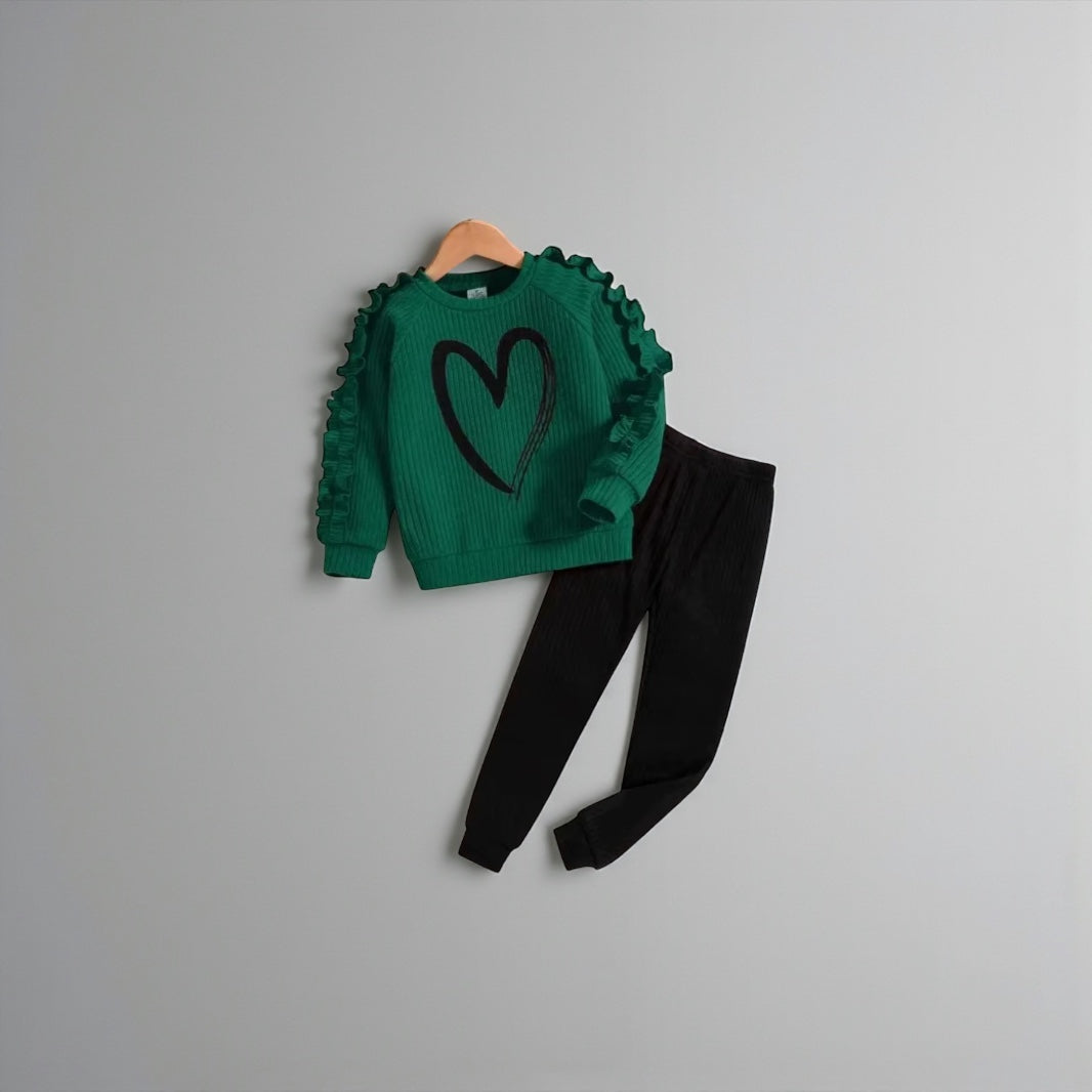 HeartJoy Girls Cartoon Sweater & Pants Set