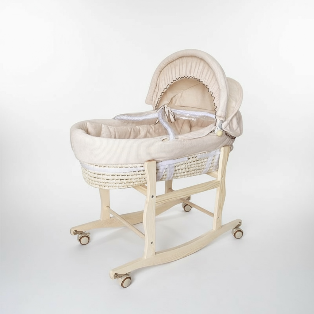 CradleWheels: Portable Solid Wood Baby Stroller Bed