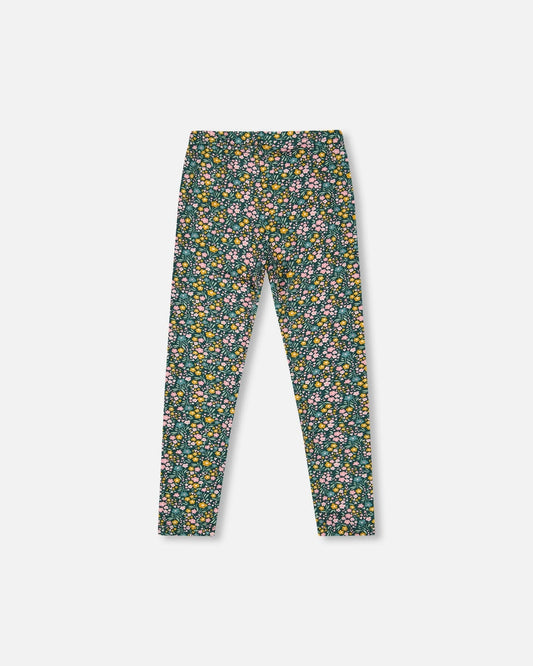 Leggings Green With Flower Print