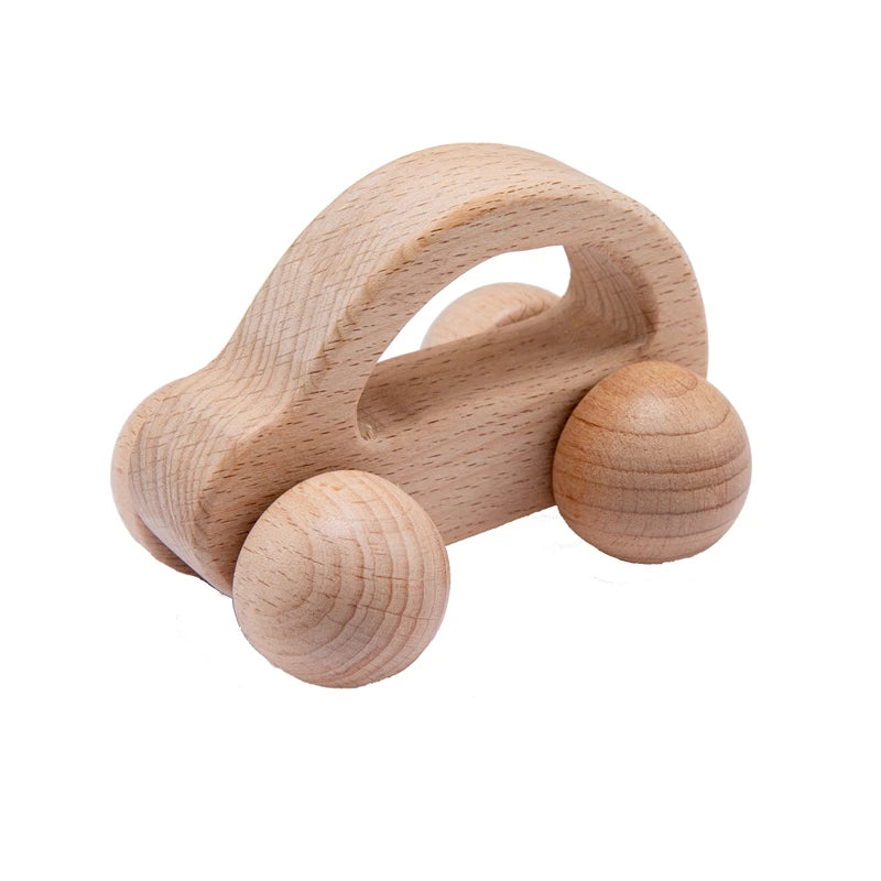 Baby Toys Wooden Rattles Sets Beech Hand Teething Cartoon Animal Bear Baby Rattles Musical Montessori Educational Toy Gifts
